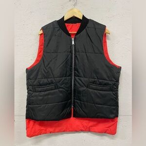 Vintage 80s Black/Hunter Orange Reversible Puffer Vest, Fits L